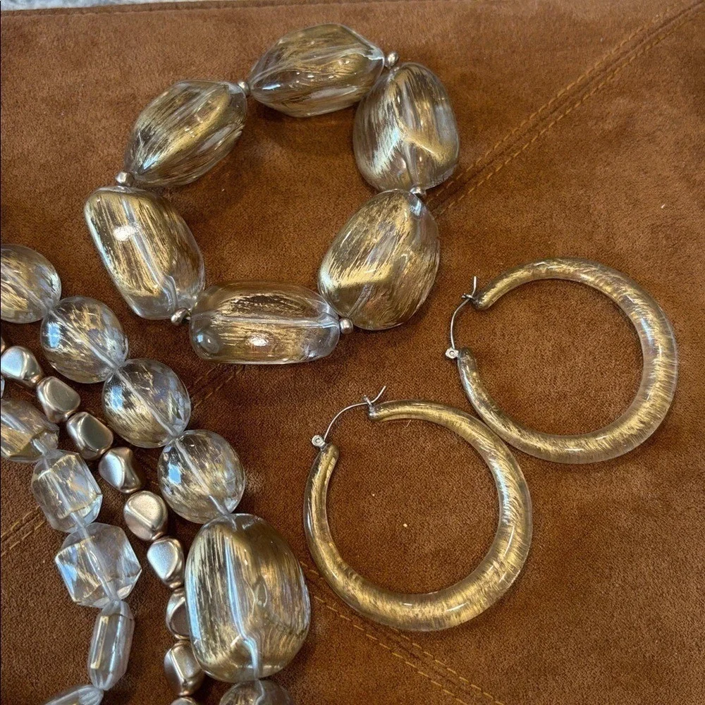 Gold and Clear Jewelry Set, like new